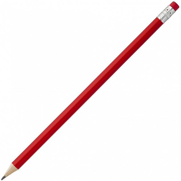 Карандаш простой Hand Friend с ластиком, красный с логотипом в Волгограде заказать по выгодной цене в кибермаркете AvroraStore