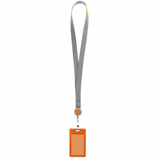 Чехол для пропуска с лентой и ретрактором Devon, оранжевый с логотипом в Волгограде заказать по выгодной цене в кибермаркете AvroraStore