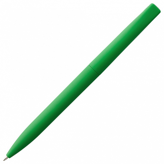 Ручка шариковая Pin Soft Touch, зеленая с логотипом в Волгограде заказать по выгодной цене в кибермаркете AvroraStore