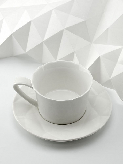 Чайная пара Diamante Bianco, белая с логотипом в Волгограде заказать по выгодной цене в кибермаркете AvroraStore