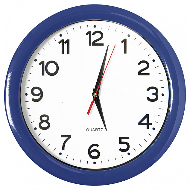 Часы настенные "ПРОМО" разборные ; синий, D28,5 см; пластик с логотипом в Волгограде заказать по выгодной цене в кибермаркете AvroraStore