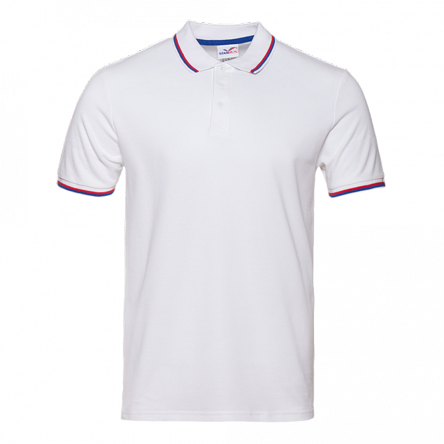 Рубашка поло Рубашка мужская 04RUS Белый с логотипом в Волгограде заказать по выгодной цене в кибермаркете AvroraStore