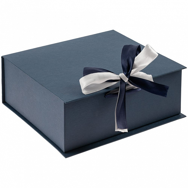 Коробка на лентах Tie Up, малая, синяя с логотипом в Волгограде заказать по выгодной цене в кибермаркете AvroraStore