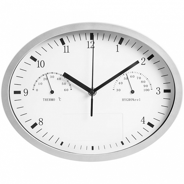 Часы настенные, INSERT3 с термометром и гигрометром, белые с логотипом в Волгограде заказать по выгодной цене в кибермаркете AvroraStore