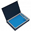 Коробка Silk с ложементом под ежедневник и ручку, синяя с логотипом в Волгограде заказать по выгодной цене в кибермаркете AvroraStore