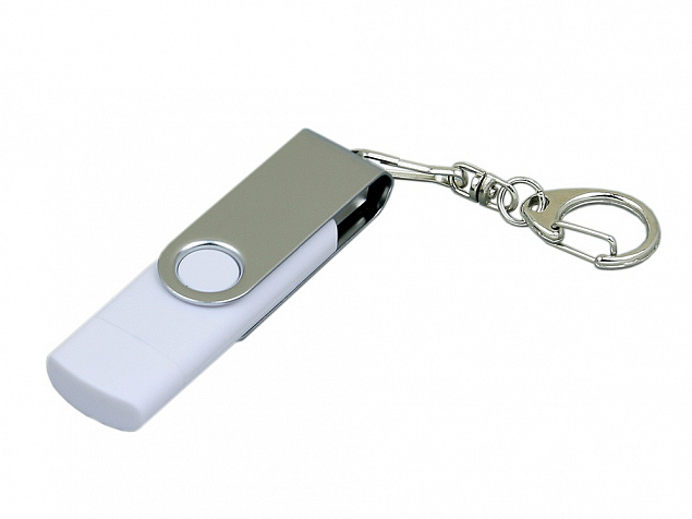 USB 2.0- флешка на 16 Гб с поворотным механизмом и дополнительным разъемом Micro USB с логотипом в Волгограде заказать по выгодной цене в кибермаркете AvroraStore