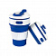 Стакан складной BUTTON;  300 мл, силикон, синий с логотипом в Волгограде заказать по выгодной цене в кибермаркете AvroraStore