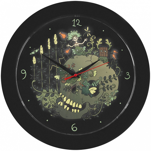 Часы настенные «Серенада», черные с логотипом в Волгограде заказать по выгодной цене в кибермаркете AvroraStore