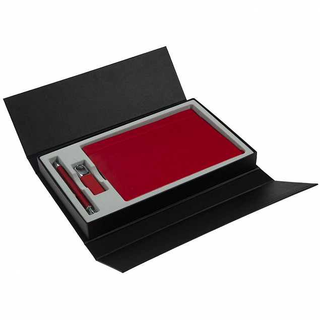 Коробка Triplet под ежедневник, флешку и ручку, черная с логотипом в Волгограде заказать по выгодной цене в кибермаркете AvroraStore