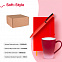 Набор подарочный SOFT-STYLE: бизнес-блокнот, ручка, кружка, коробка, стружка, красный с логотипом в Волгограде заказать по выгодной цене в кибермаркете AvroraStore