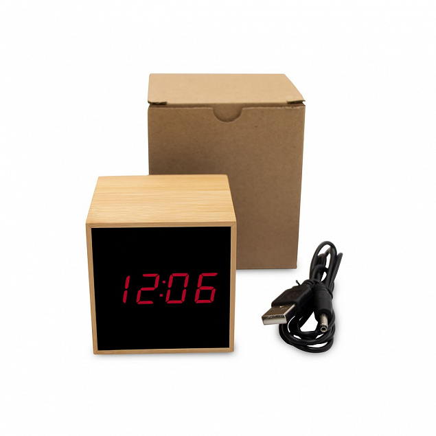 Бамбуковые настольные часы с будильником с логотипом в Волгограде заказать по выгодной цене в кибермаркете AvroraStore