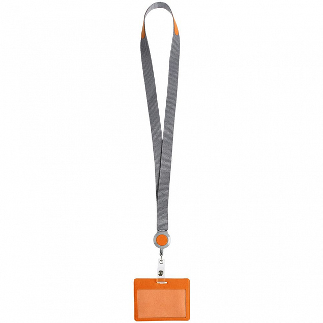 Чехол для карточки с лентой и ретрактором Devon, оранжевый с логотипом в Волгограде заказать по выгодной цене в кибермаркете AvroraStore
