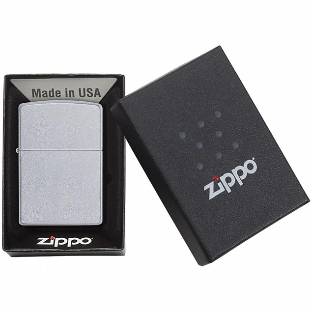 Зажигалка Zippo Classic Satin, серебристая с логотипом в Волгограде заказать по выгодной цене в кибермаркете AvroraStore
