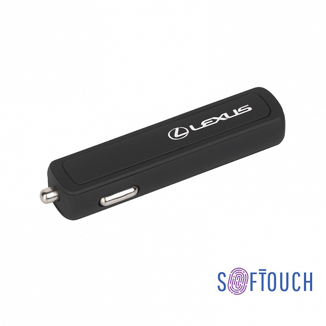 Автомобильное зарядное устройство "Slam"с 2-мя разъёмами USB, покрытие soft touch черный с логотипом в Волгограде заказать по выгодной цене в кибермаркете AvroraStore
