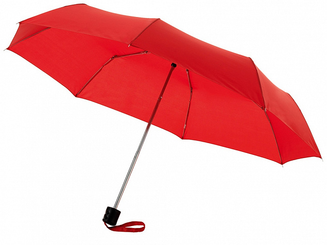 Зонт Ida трехсекционный 21,5, красный с логотипом в Волгограде заказать по выгодной цене в кибермаркете AvroraStore