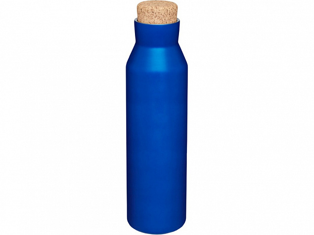 Вакуумная изолированная бутылка с пробкой, cиний с логотипом в Волгограде заказать по выгодной цене в кибермаркете AvroraStore