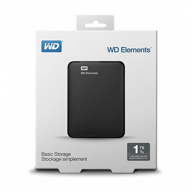 Внешний диск WD Elements, USB 3.0, 1Тб, черный с логотипом в Волгограде заказать по выгодной цене в кибермаркете AvroraStore