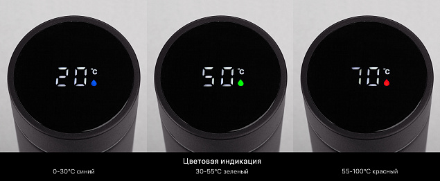 Термос "Бостон" 500 мл с индикацией температуры, soft touch с логотипом в Волгограде заказать по выгодной цене в кибермаркете AvroraStore