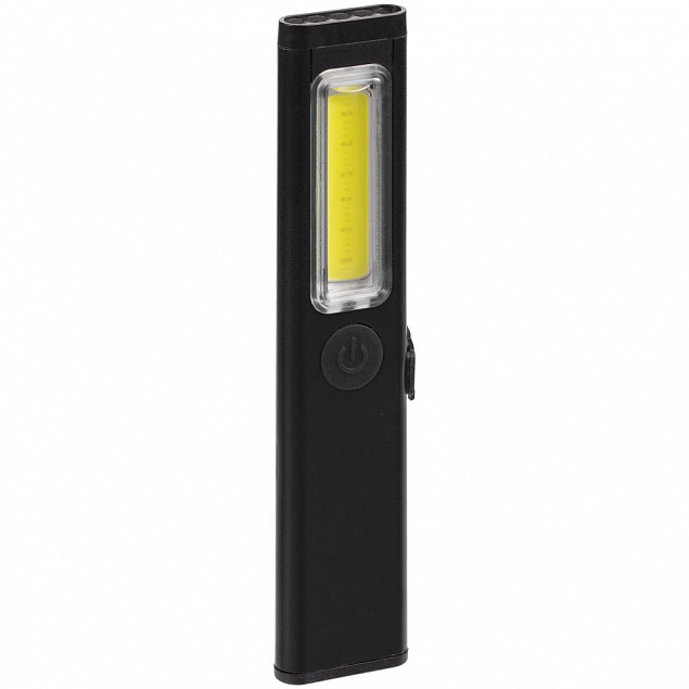 Фонарик-факел аккумуляторный Wallis, черный с логотипом в Волгограде заказать по выгодной цене в кибермаркете AvroraStore
