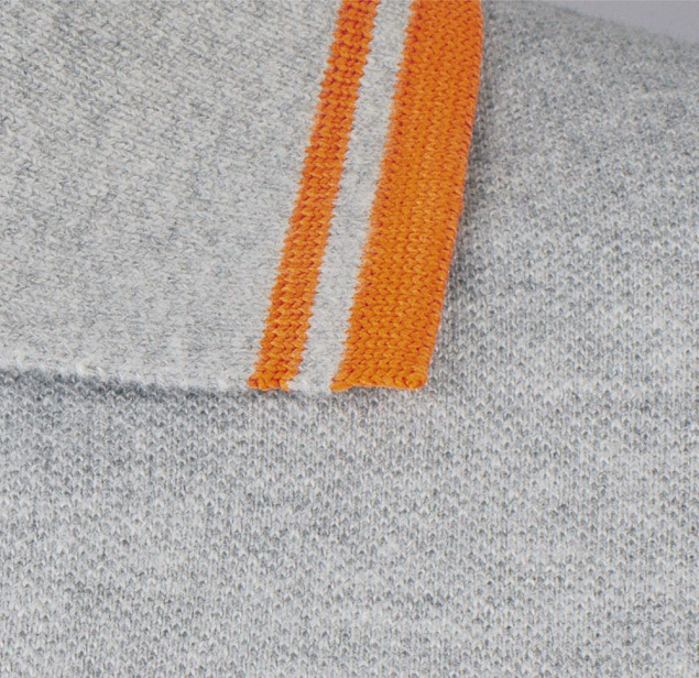 Рубашка поло мужская PASADENA MEN 200 с контрастной отделкой, серый меланж c оранжевым с логотипом в Волгограде заказать по выгодной цене в кибермаркете AvroraStore