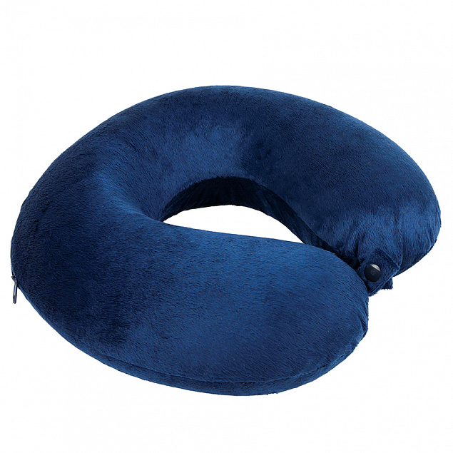 Подушка дорожная  "SOFT"; memory foam, микрофибра синий с логотипом в Волгограде заказать по выгодной цене в кибермаркете AvroraStore
