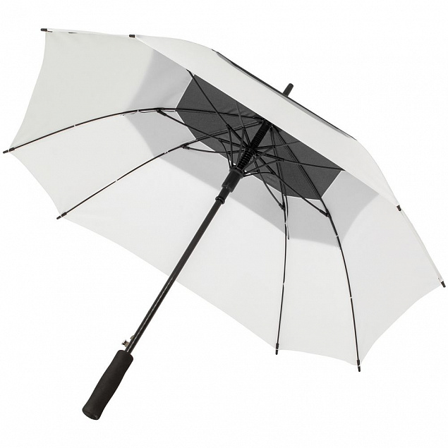Квадратный зонт-трость Octagon, черный с белым с логотипом в Волгограде заказать по выгодной цене в кибермаркете AvroraStore