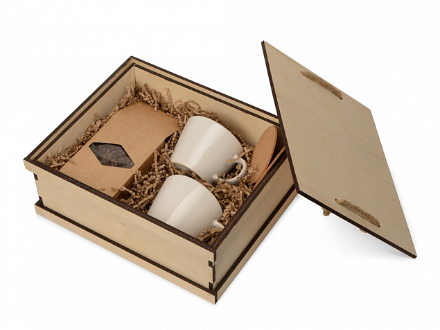 Подарочный набор с кофе, чашками в деревянной коробке Кофебрейк с логотипом в Волгограде заказать по выгодной цене в кибермаркете AvroraStore