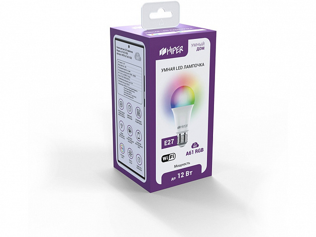 Умная лампочка HIPER IoT A61 RGB с логотипом в Волгограде заказать по выгодной цене в кибермаркете AvroraStore