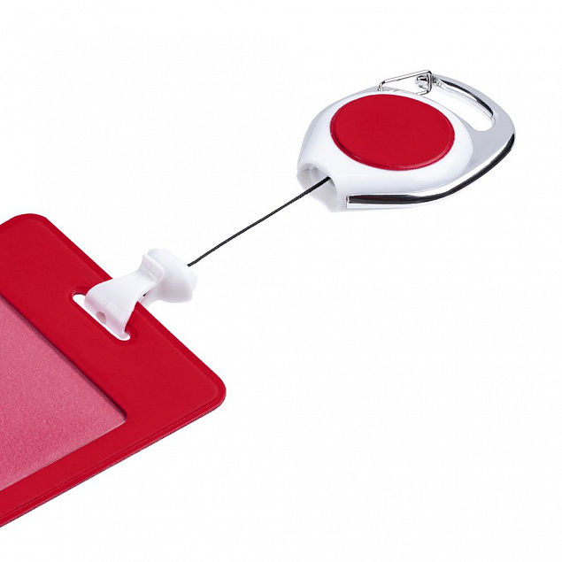 Чехол для пропуска с ретрактором Dorset, красный с логотипом в Волгограде заказать по выгодной цене в кибермаркете AvroraStore