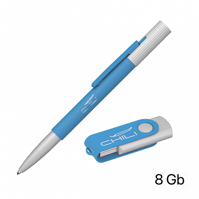 Набор ручка "Clas" + флеш-карта "Vostok" 8 Гб в футляре, покрытие soft touch с логотипом в Волгограде заказать по выгодной цене в кибермаркете AvroraStore