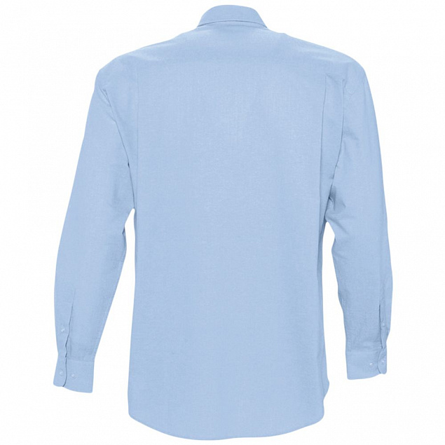 Рубашка мужская с длинным рукавом BOSTON, голубая с логотипом в Волгограде заказать по выгодной цене в кибермаркете AvroraStore