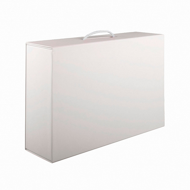 Коробка складная подарочная, 37x25x10cm, кашированный картон, белый с логотипом в Волгограде заказать по выгодной цене в кибермаркете AvroraStore