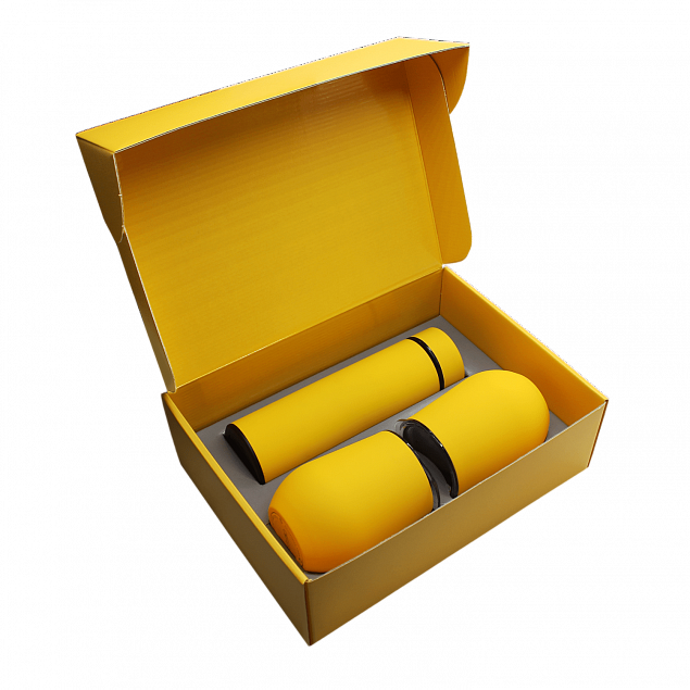 Набор Hot Box C2 (софт-тач) G, желтый с логотипом в Волгограде заказать по выгодной цене в кибермаркете AvroraStore