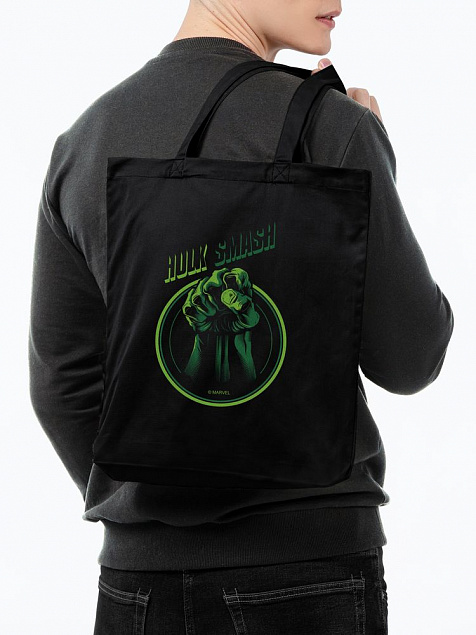 Холщовая сумка Hulk Smash, черная с логотипом в Волгограде заказать по выгодной цене в кибермаркете AvroraStore