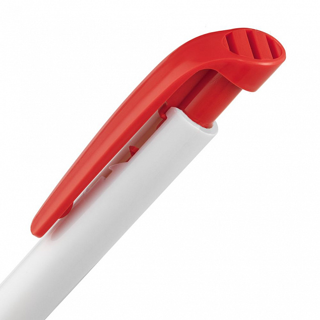 Ручка шариковая Favorite, белая с красным с логотипом в Волгограде заказать по выгодной цене в кибермаркете AvroraStore