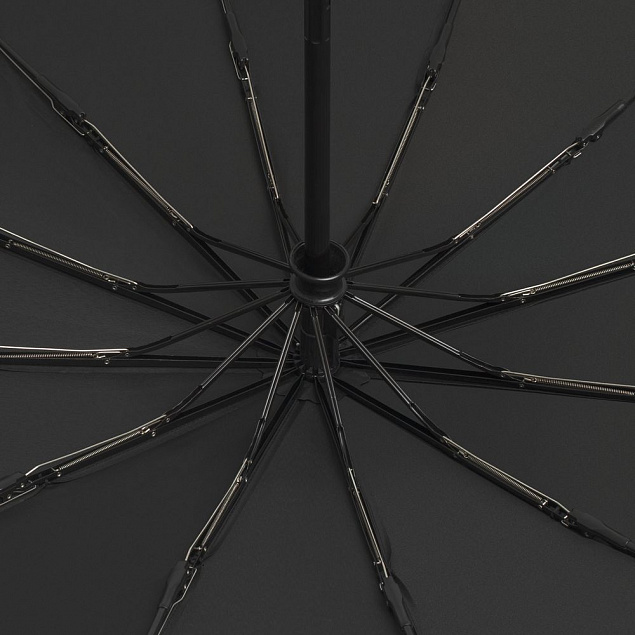 Зонт складной Fiber Magic Major с кейсом, черный с логотипом в Волгограде заказать по выгодной цене в кибермаркете AvroraStore