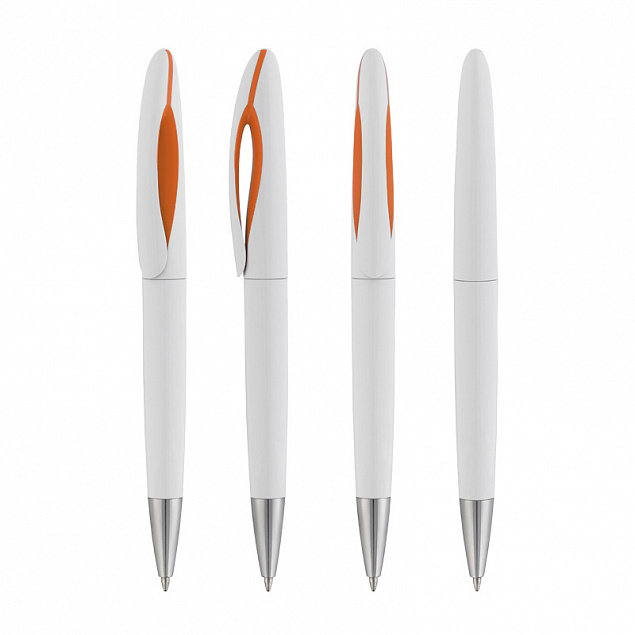 Ручка шариковая "Sophie", белый/оранжевый с логотипом в Волгограде заказать по выгодной цене в кибермаркете AvroraStore