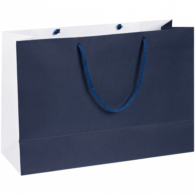 Пакет бумажный Bicolor, белый с синим с логотипом в Волгограде заказать по выгодной цене в кибермаркете AvroraStore