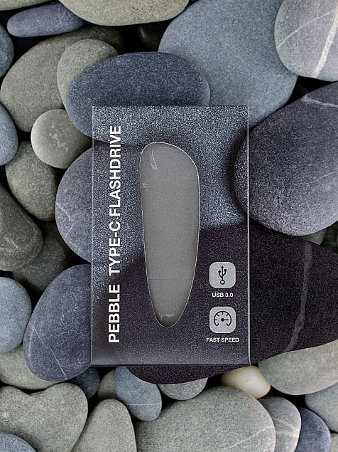 Флешка Pebble Type-C, USB 3.0, серая, 32 Гб с логотипом в Волгограде заказать по выгодной цене в кибермаркете AvroraStore