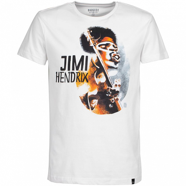Футболка «Меламед. Jimi Hendrix», белая с логотипом в Волгограде заказать по выгодной цене в кибермаркете AvroraStore