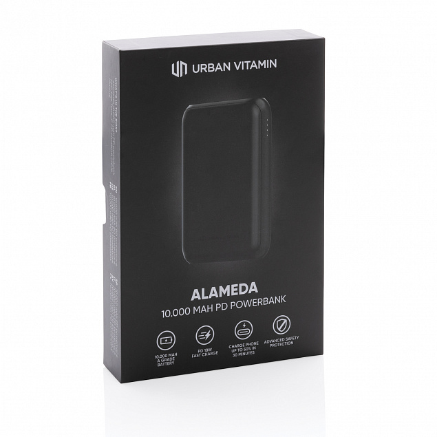 Внешний аккумулятор Urban Vitamin Alameda с быстрой зарядкой PD, 18 Вт, 10000 мАч с логотипом в Волгограде заказать по выгодной цене в кибермаркете AvroraStore