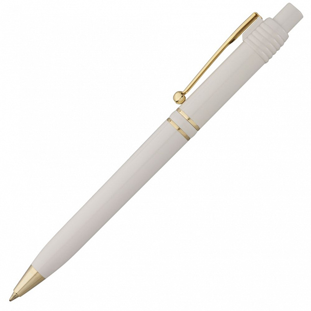 Ручка шариковая Raja Gold, белая с логотипом в Волгограде заказать по выгодной цене в кибермаркете AvroraStore