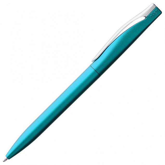 Ручка шариковая Pin Silver, голубая с логотипом в Волгограде заказать по выгодной цене в кибермаркете AvroraStore