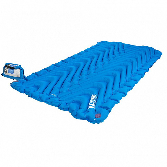 Надувной коврик Static V Double, синий с логотипом в Волгограде заказать по выгодной цене в кибермаркете AvroraStore