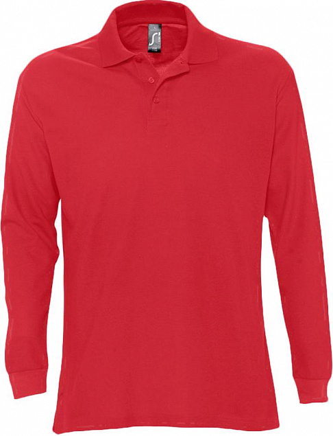 Рубашка поло мужская с длинным рукавом STAR 170, красная с логотипом в Волгограде заказать по выгодной цене в кибермаркете AvroraStore