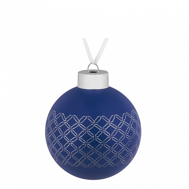 Елочный шар Queen, 8 см, синий с логотипом в Волгограде заказать по выгодной цене в кибермаркете AvroraStore