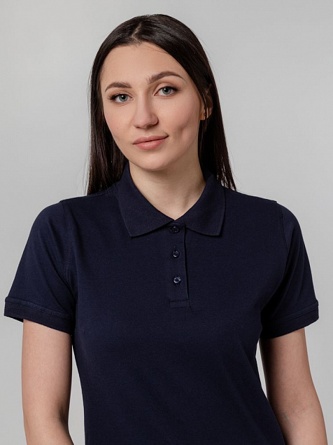 Рубашка поло женская Virma Stretch Lady, темно-синяя с логотипом в Волгограде заказать по выгодной цене в кибермаркете AvroraStore