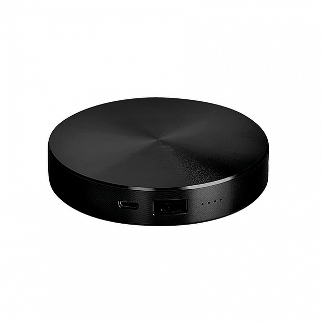 Универсальный аккумулятор "UFO" (6000mAh) в подарочной коробке, черный,8,6х1,5 см,металл с логотипом в Волгограде заказать по выгодной цене в кибермаркете AvroraStore