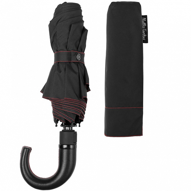 Зонт складной Lui, черный с красным с логотипом в Волгограде заказать по выгодной цене в кибермаркете AvroraStore