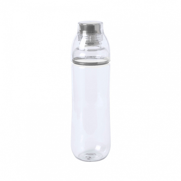 Бутылка для воды FIT, 700 мл; 24,5х7,4см, прозрачный с серым, пластик rPET с логотипом в Волгограде заказать по выгодной цене в кибермаркете AvroraStore